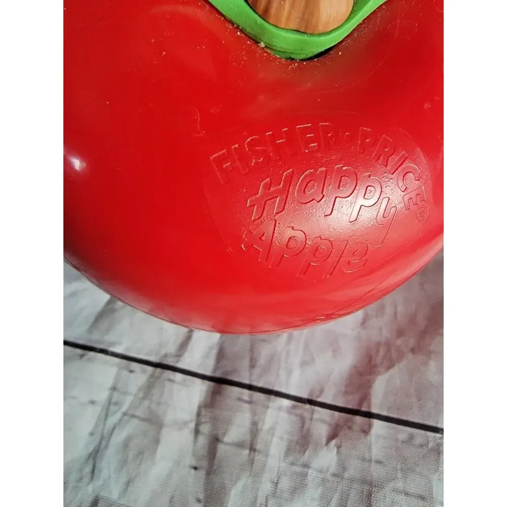 1972 Fisher Price Happy Apple Vintage Toy Long Curly Stem Working Chime Noise
